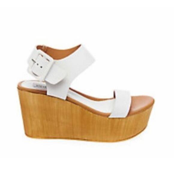 Steve Madden Platform Wedge Sandal White Size 8 - Picture 1 of 15